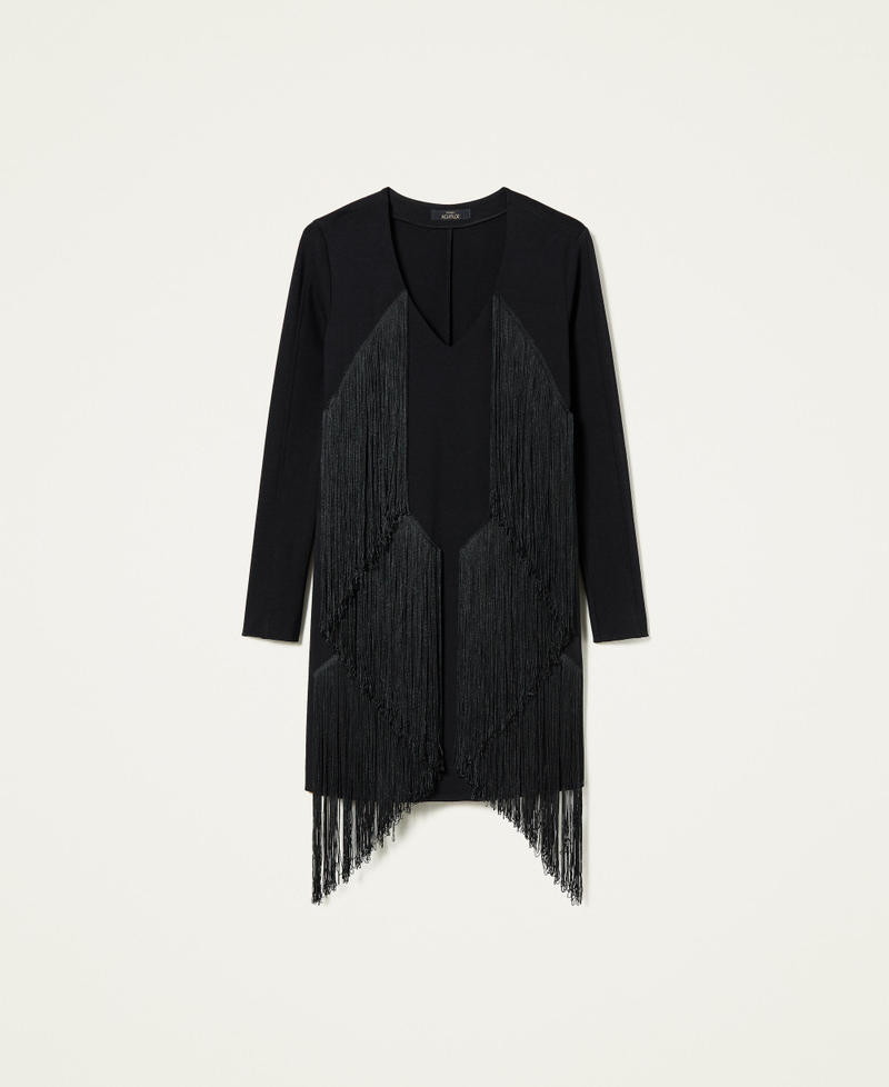 Dress with fringes Black Woman 212AT2411-0S