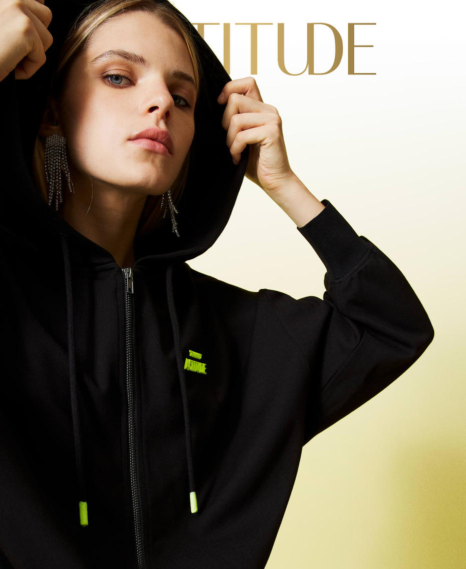 Hoodie with logo Black Woman 212AT241A-01