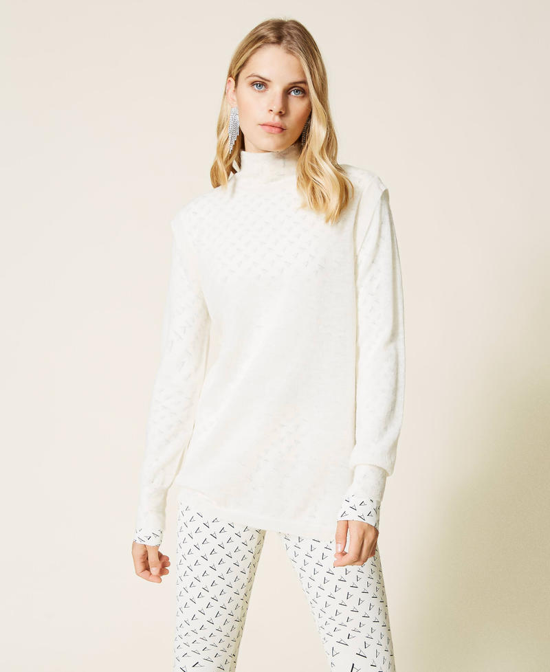 Maglia lupetto in lana e alpaca Madreperla Donna 212AT3031-02