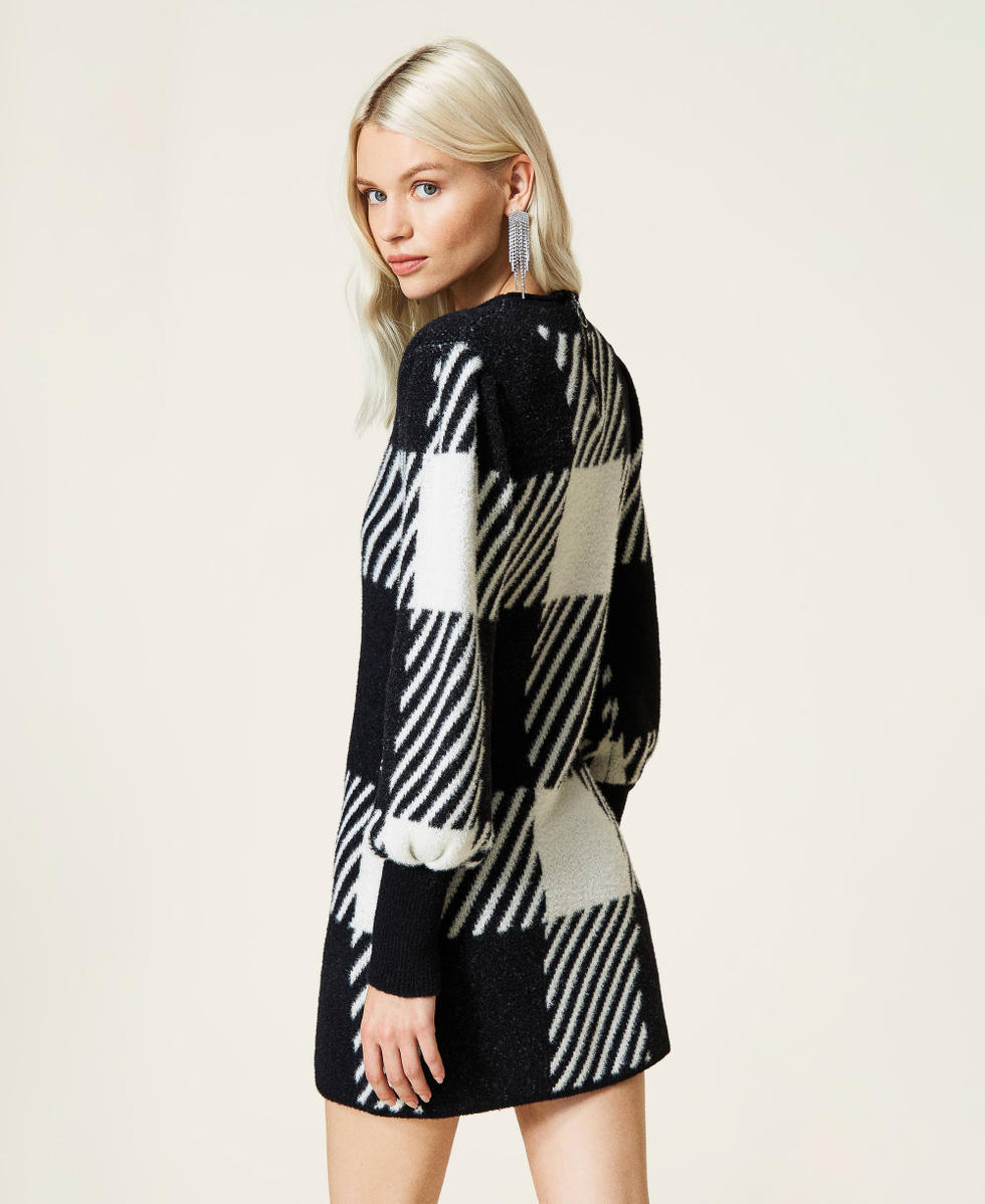 Robe jacquard &agrave; carreaux Jacquard Carreaux Noir / Nacre Femme 212AT3041-05