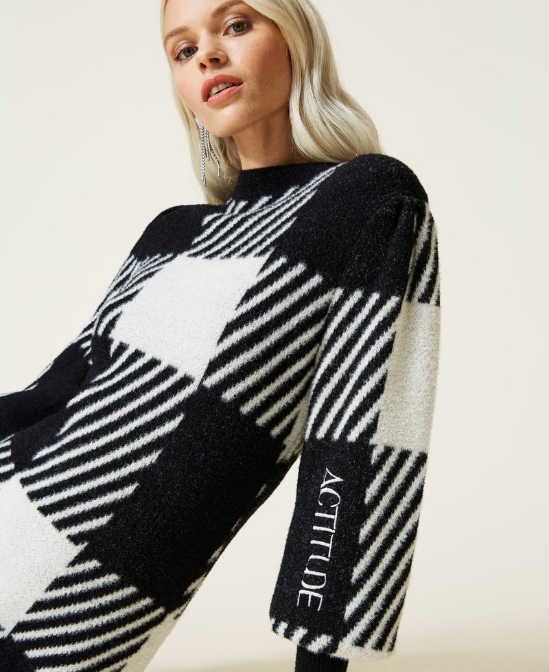 Abito jacquard check Jacquard Check Nero / Madreperla Donna 212AT3041-06