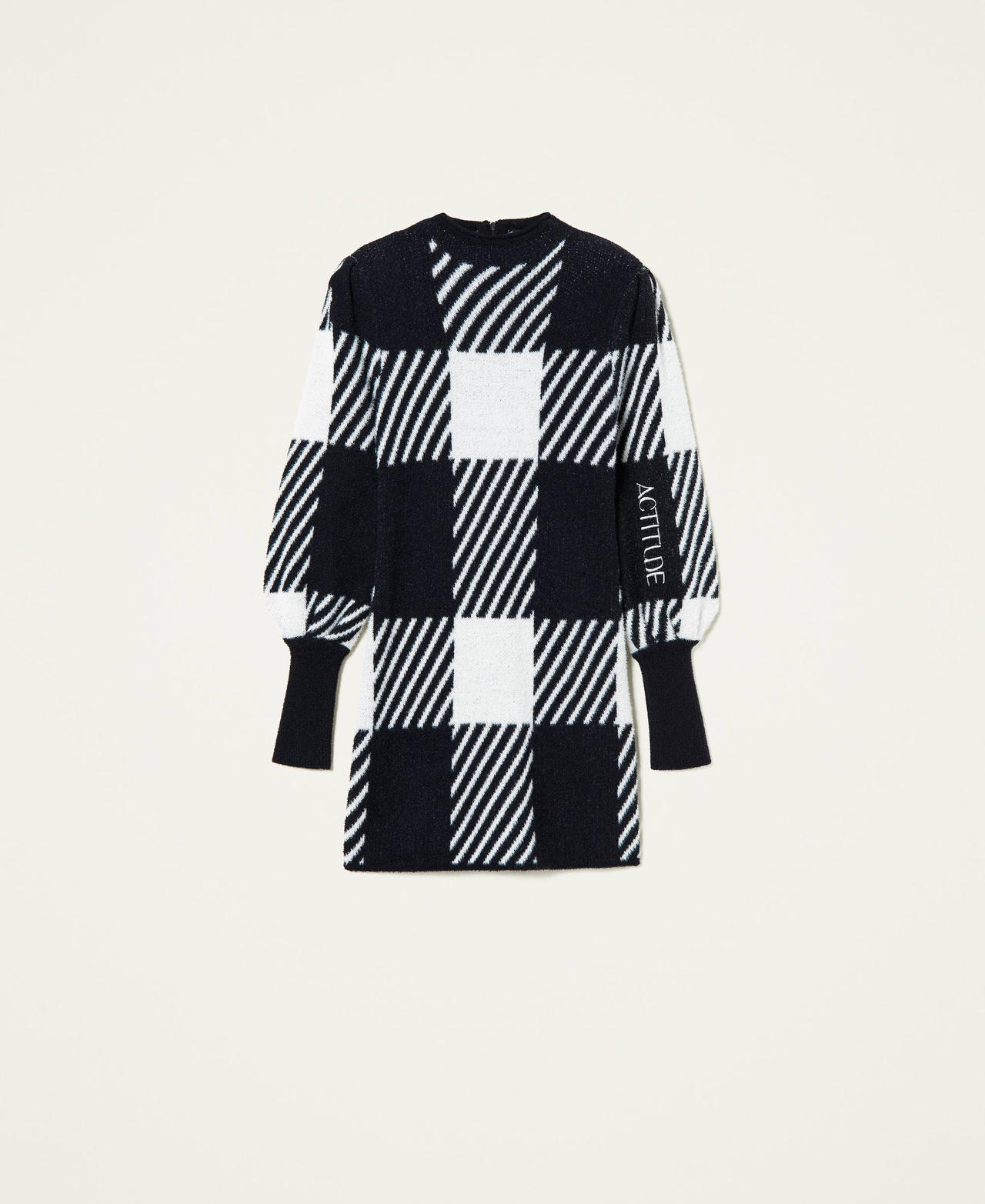 Chequered jacquard dress Black / Mother of Pearl Check Jacquard Woman 212AT3041-0S