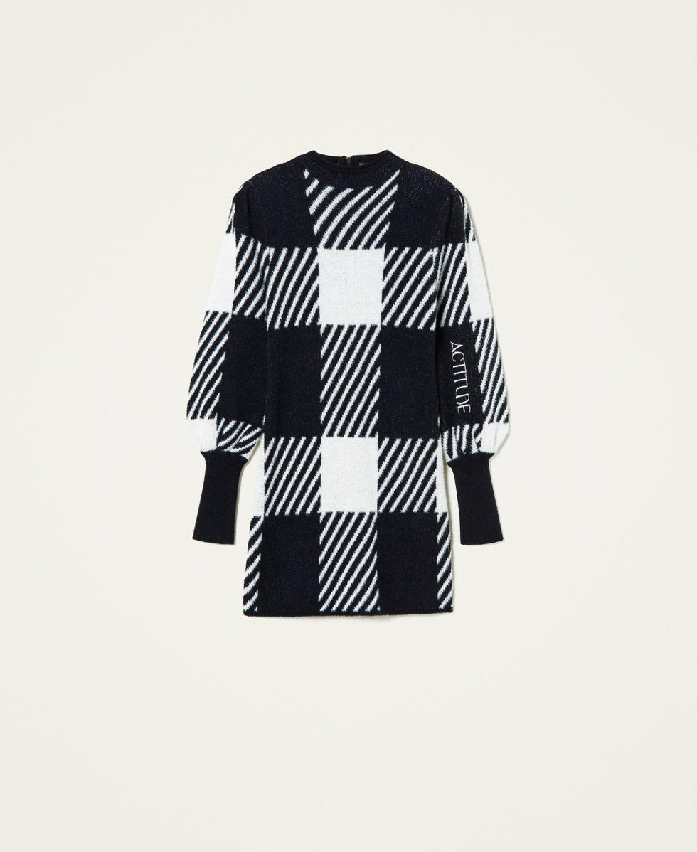 Robe jacquard &agrave; carreaux Jacquard Carreaux Noir / Nacre Femme 212AT3041-0S