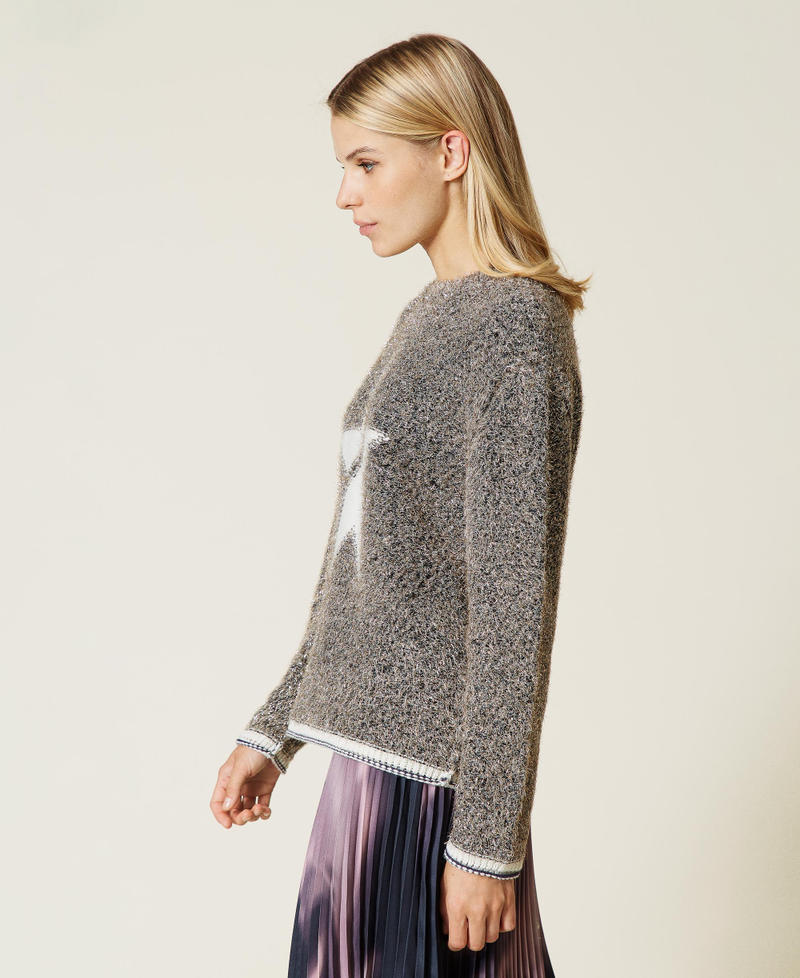 Pull avec &eacute;toile incrust&eacute;e Multicolore Gris Chin&eacute; Lurex Femme 212AT3060-03
