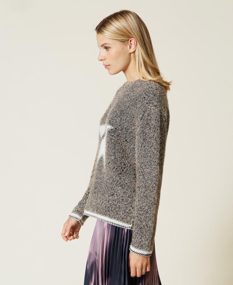 Jumper with inlaid star Lurex Grey Marl Multicolour Woman 212AT3060-03