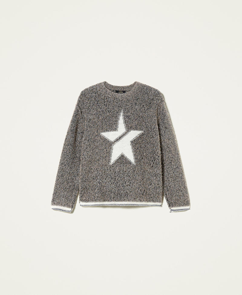Jumper with inlaid star Lurex Grey Marl Multicolour Woman 212AT3060-0S