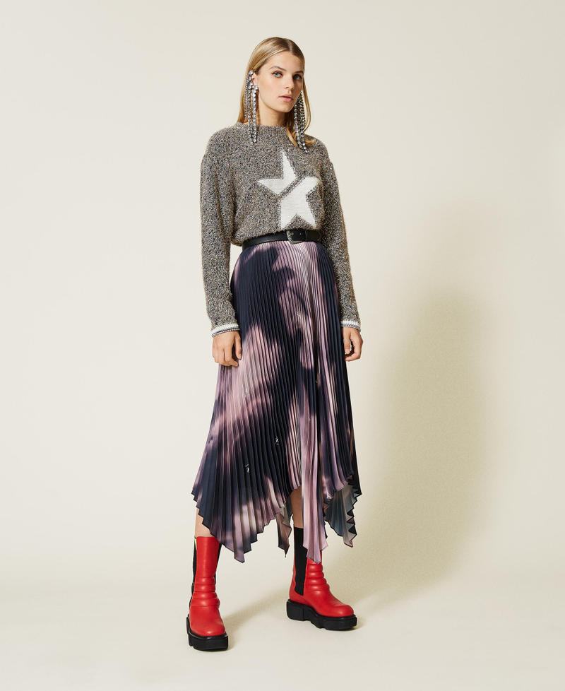 Jumper with inlaid star Lurex Grey Marl Multicolour Woman 212AT3060-0T