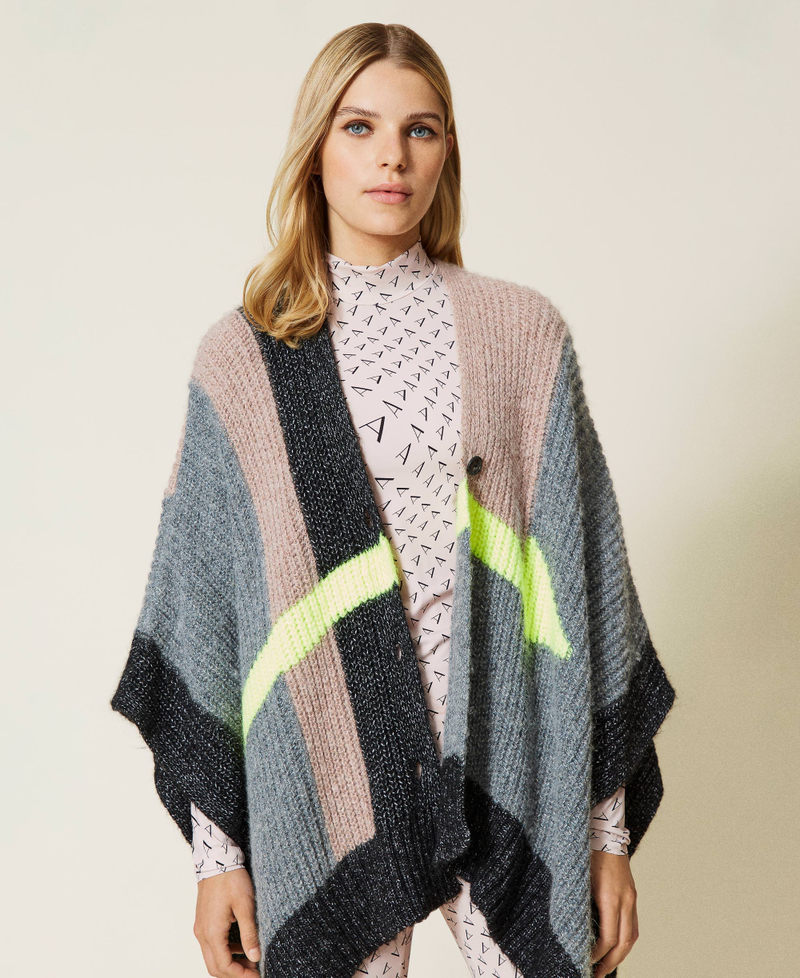 Mantella color block con intarsio Multicolor Intarsia Grigio "Magnete" Donna 212AT3091-02