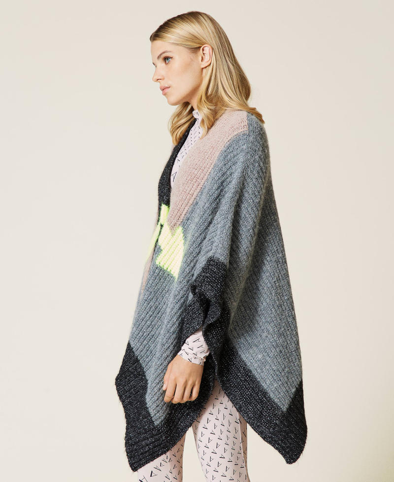 Colour block cape with inlay “Magnet” Grey Inlay Multicolour Woman 212AT3091-03
