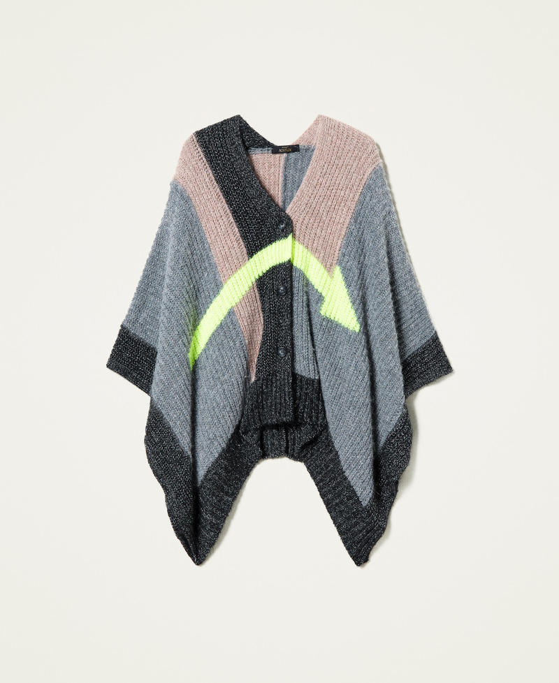 Colour block cape with inlay “Magnet” Grey Inlay Multicolour Woman 212AT3091-0S