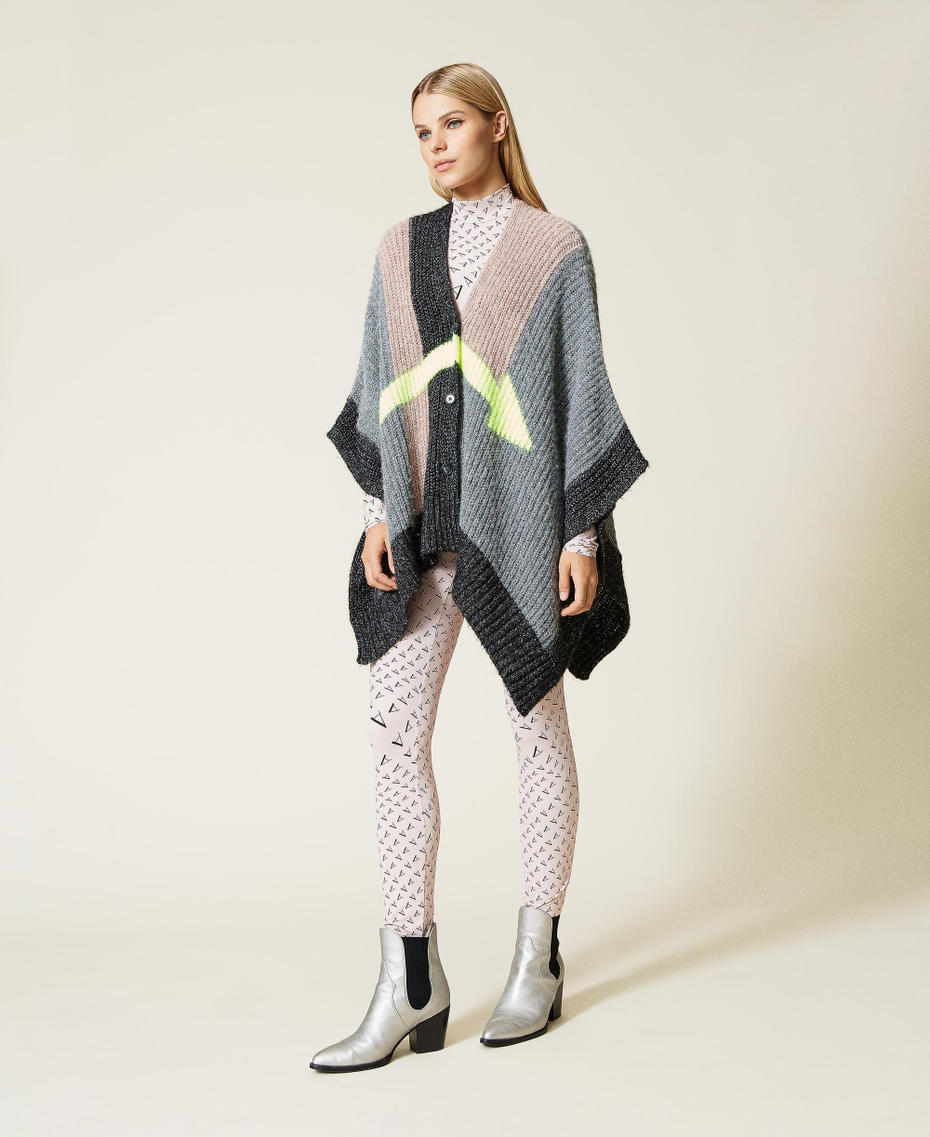 Colour block cape with inlay “Magnet” Grey Inlay Multicolour Woman 212AT3091-0T