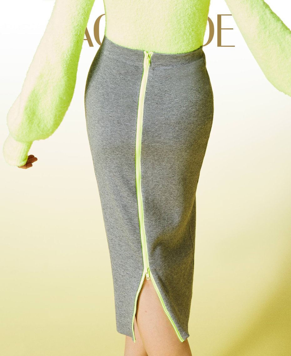 Falda longuette de punto Gris M&eacute;lange Medio Mujer 212AT3103-01