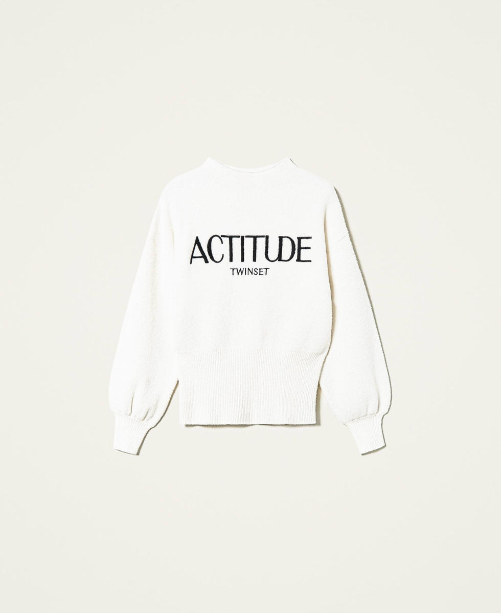 Lead boucle jumper with logo Woman Beige TWINSET Milano