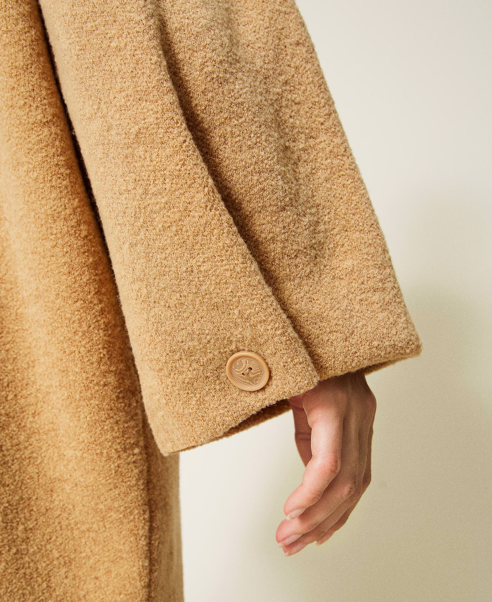 Camel boucle coat best sale