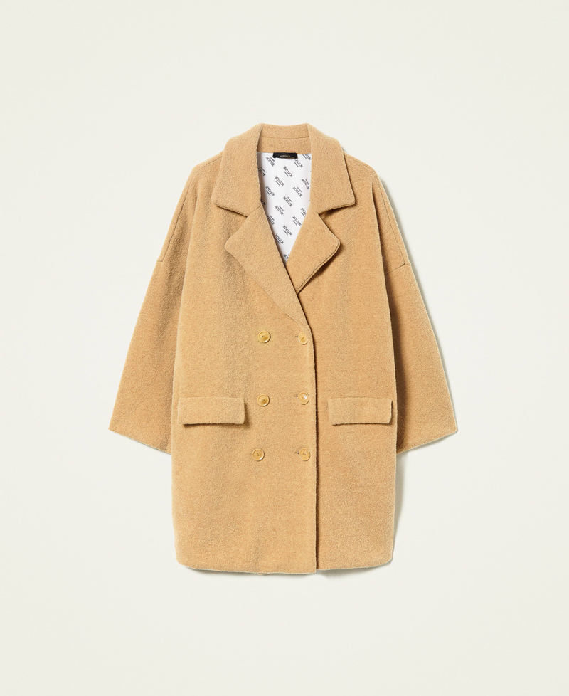 Boucl&eacute; coat Soft Beige Woman 212AT3113-0S