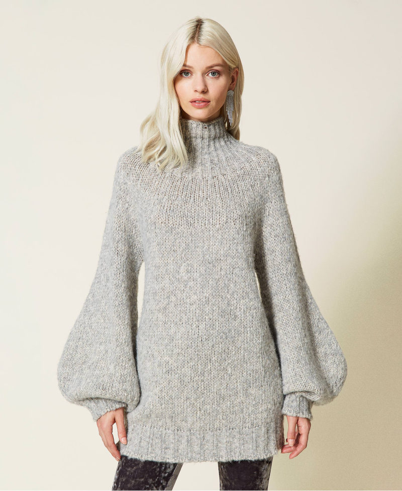 Turtleneck jumper with balloon sleeves Light Gray M&eacute;lange Woman 212AT3130-02