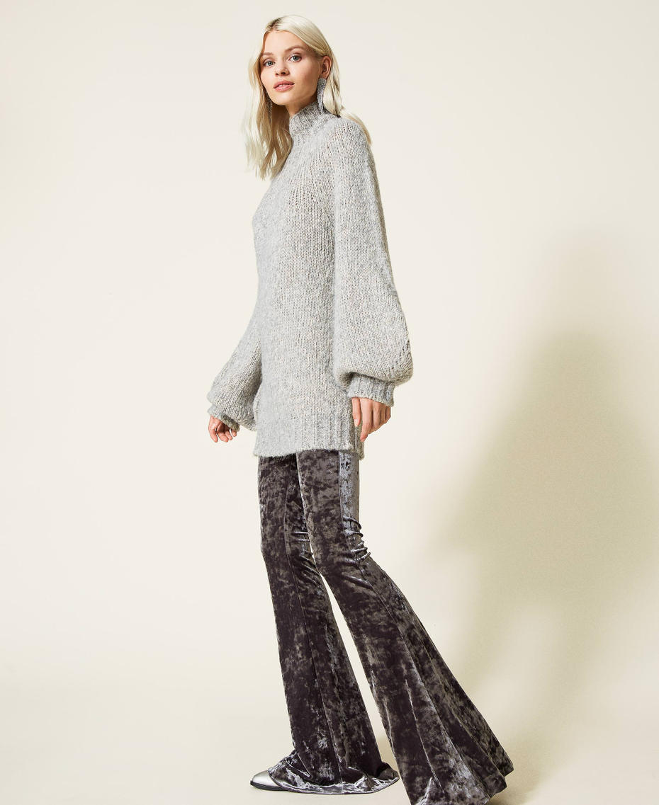 Turtleneck jumper with balloon sleeves Light Gray M&eacute;lange Woman 212AT3130-03
