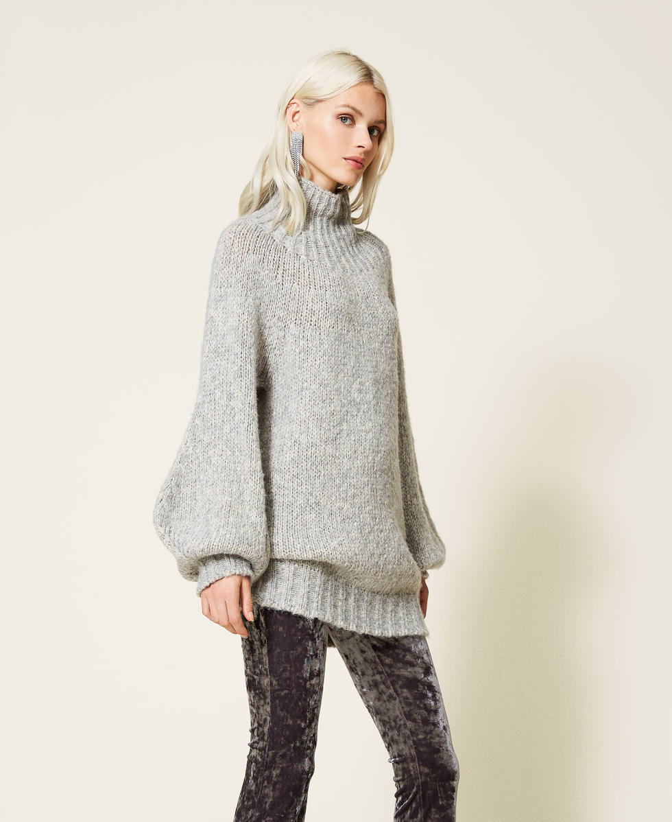 Balloon sleeve turtleneck sweater deals