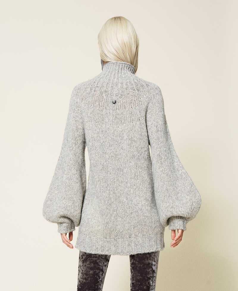 Turtleneck jumper with balloon sleeves Light Gray M&eacute;lange Woman 212AT3130-05