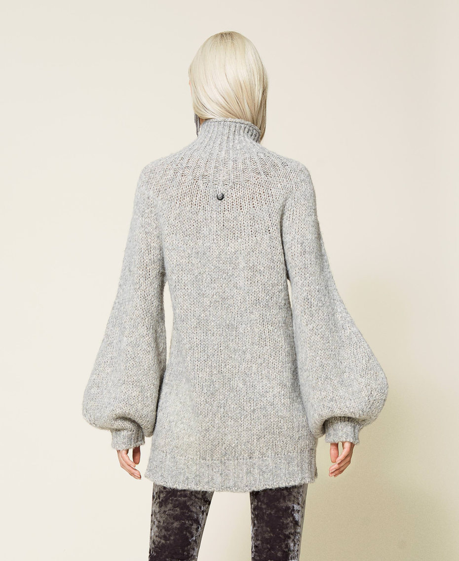 Turtleneck jumper with balloon sleeves Light Gray M&eacute;lange Woman 212AT3130-05