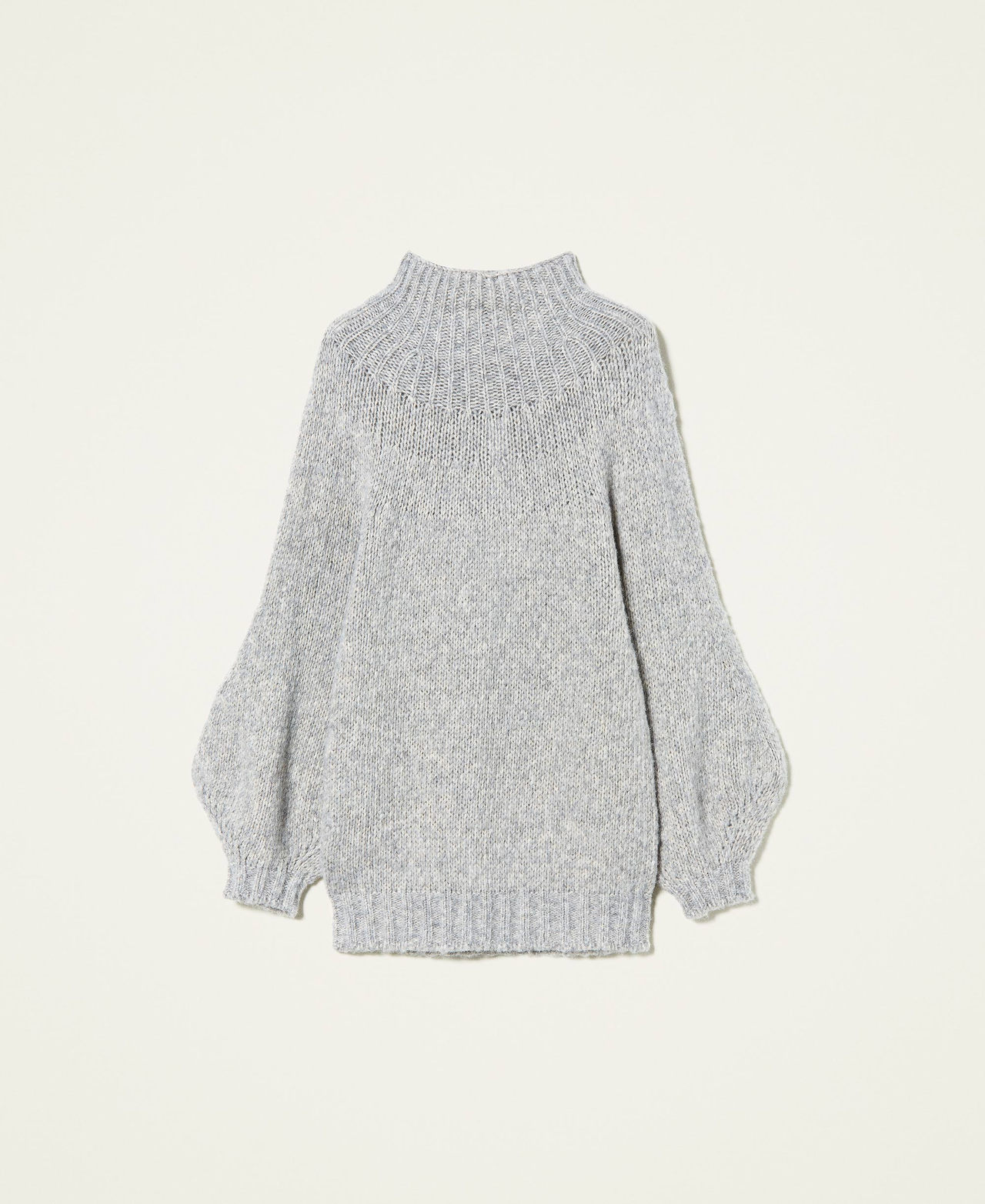 Turtleneck jumper with balloon sleeves Light Gray M&eacute;lange Woman 212AT3130-0S