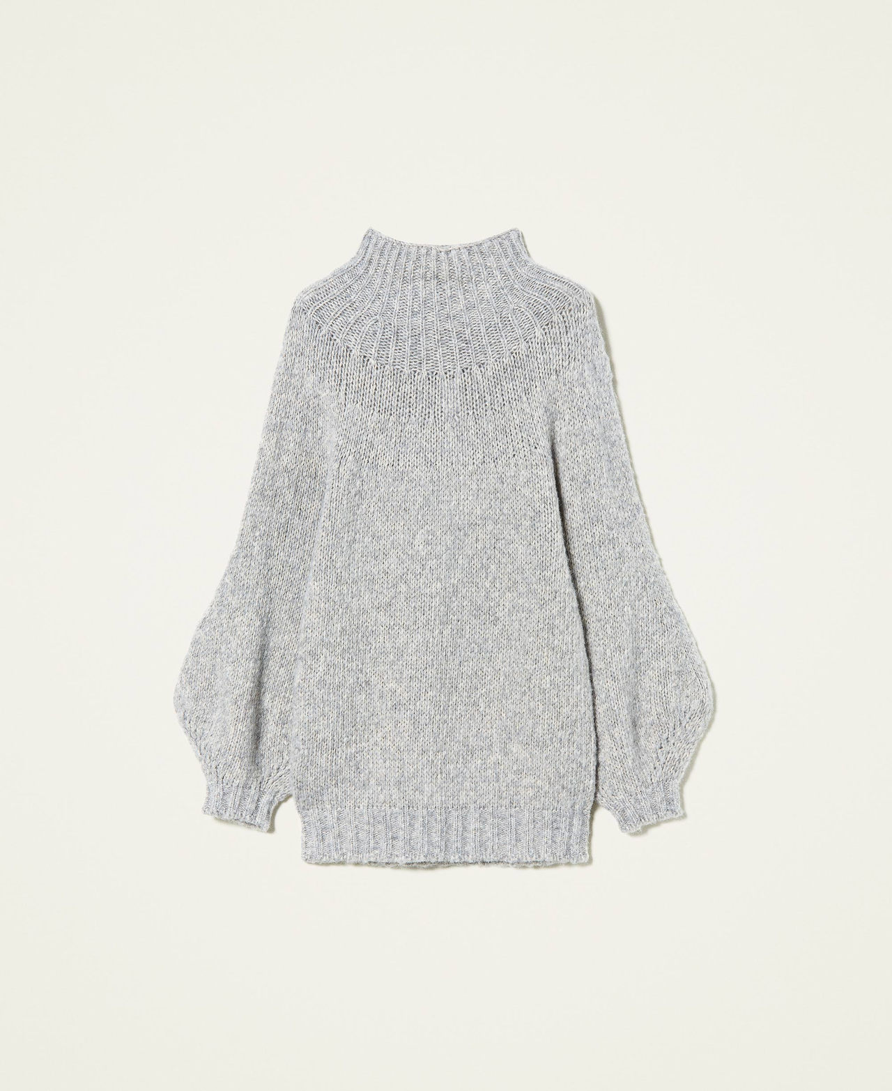 Turtleneck jumper with balloon sleeves Light Gray Mélange Woman 212AT3130-0S