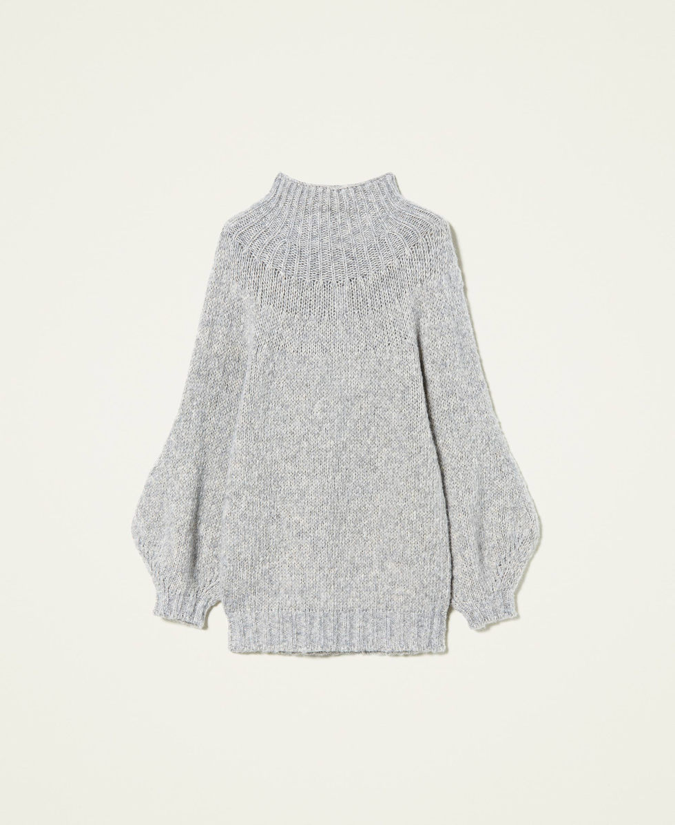 Turtleneck jumper with balloon sleeves Light Gray M&eacute;lange Woman 212AT3130-0S