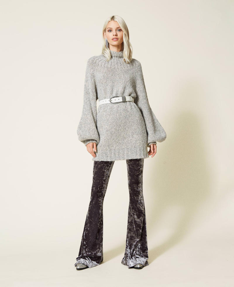 Turtleneck jumper with balloon sleeves Light Gray M&eacute;lange Woman 212AT3130-0T