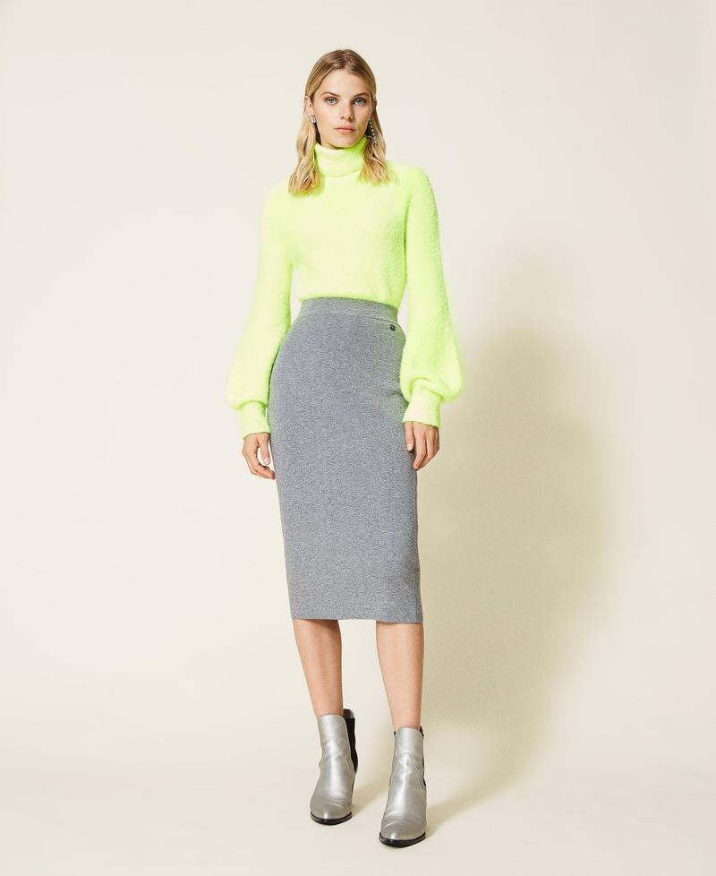 Boucl&eacute; turtleneck jumper Fluorescent Yellow Woman 212AT3140-02