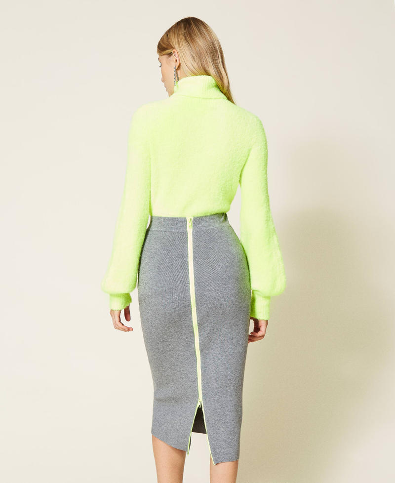 Boucl&eacute; turtleneck jumper Fluorescent Yellow Woman 212AT3140-04