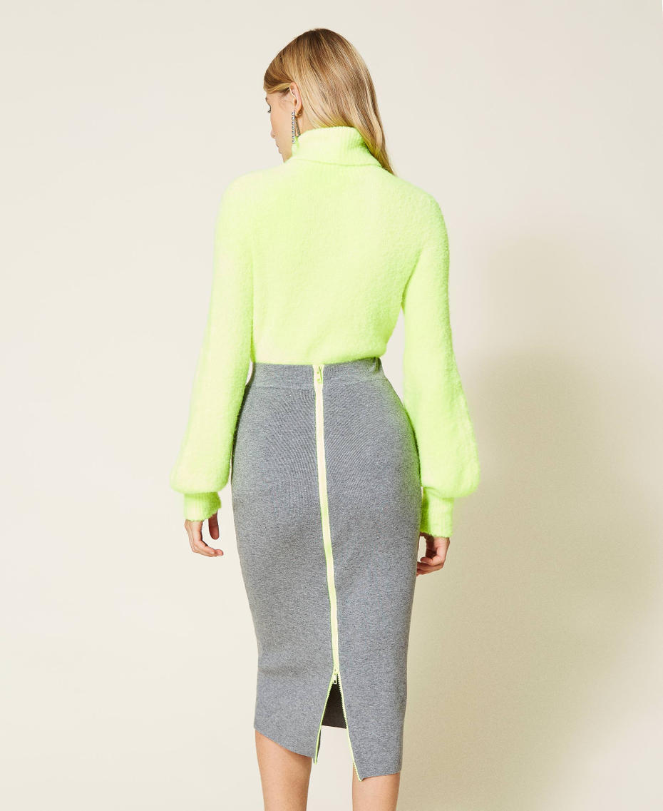 Boucl&eacute; turtleneck jumper Fluorescent Yellow Woman 212AT3140-04