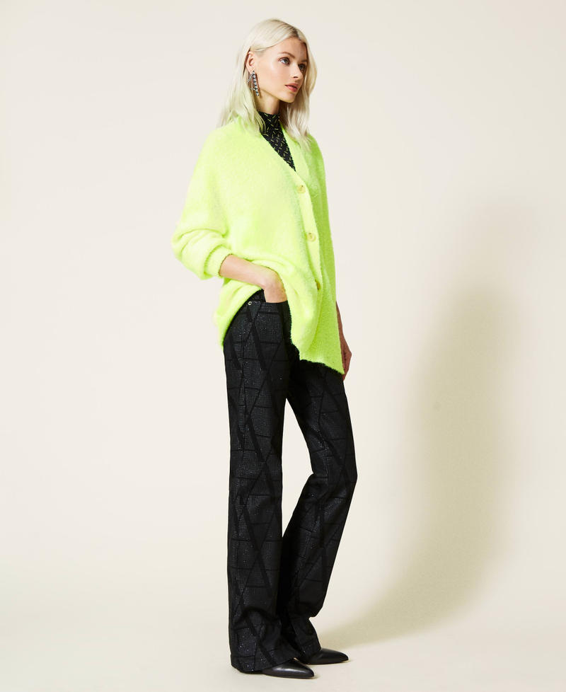 Boucl&eacute; cardigan Fluorescent Yellow Woman 212AT3141-03