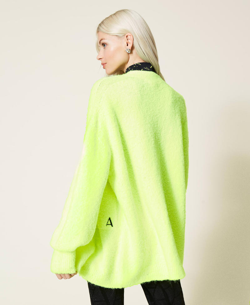 Boucl&eacute; cardigan Fluorescent Yellow Woman 212AT3141-05