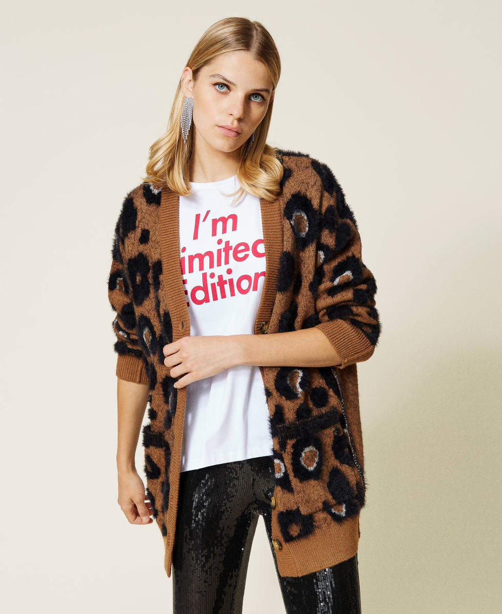 Animal print jacquard cardigan Woman Patterned TWINSET Milano