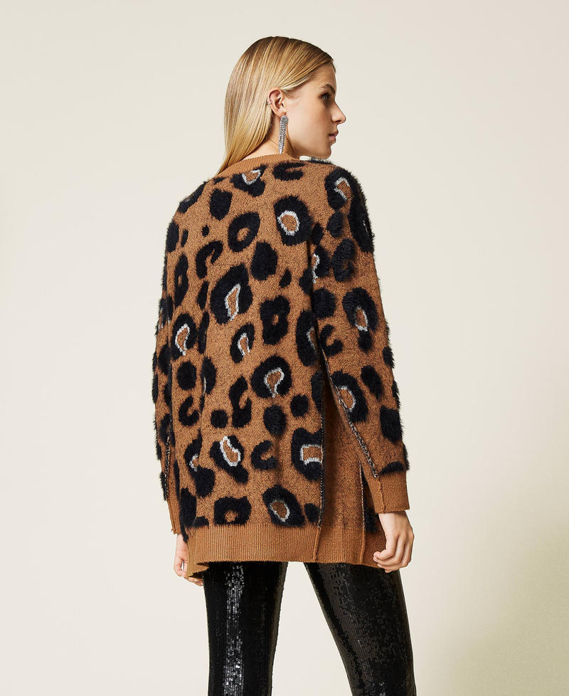 Animal print jacquard cardigan Leopard Spot Jacquard Woman 212AT3152-04