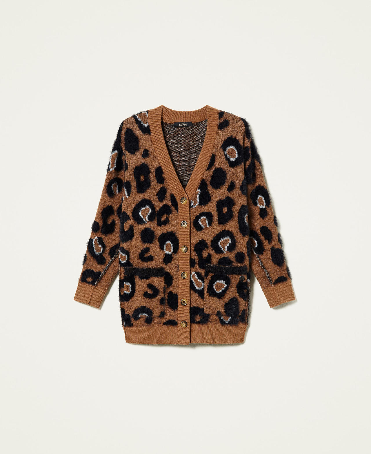 Жаккардовый кардиган с животным принтом Жаккард Пятнистый женщина 212AT3152-0S