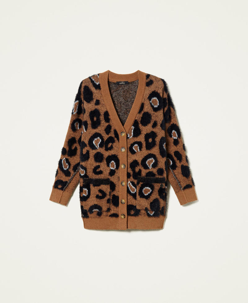 Жаккардовый кардиган с животным принтом Жаккард Пятнистый женщина 212AT3152-0S
