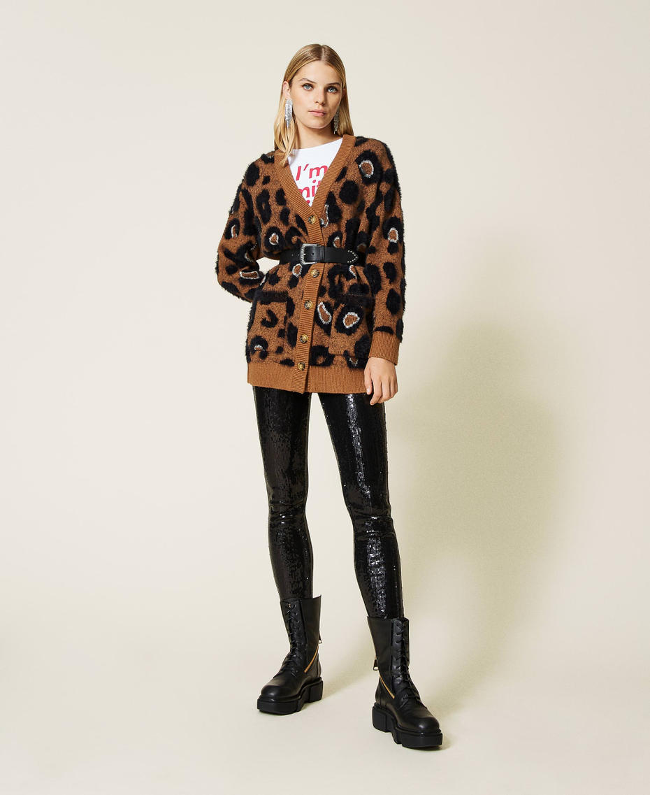 Жаккардовый кардиган с животным принтом Жаккард Пятнистый женщина 212AT3152-0T