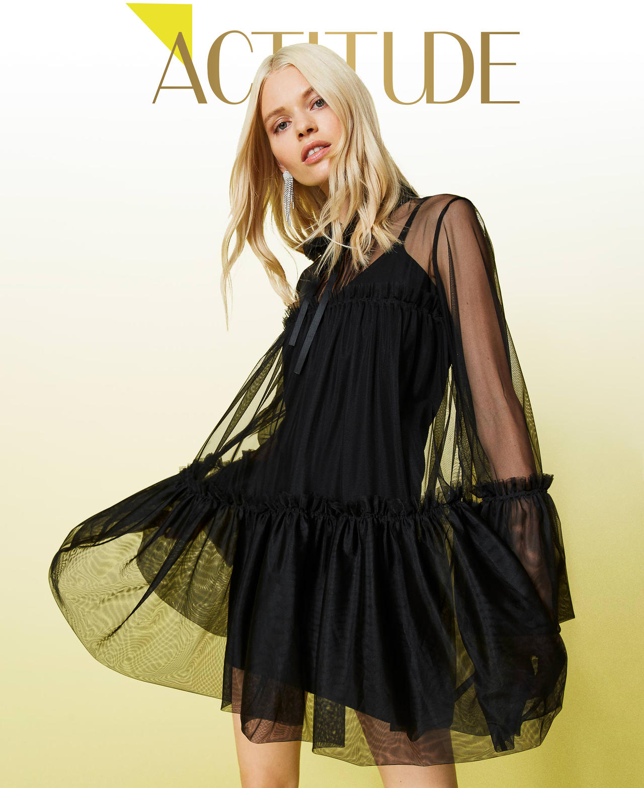 Tulle dress and knit slip Woman, Black | TWINSET Milano