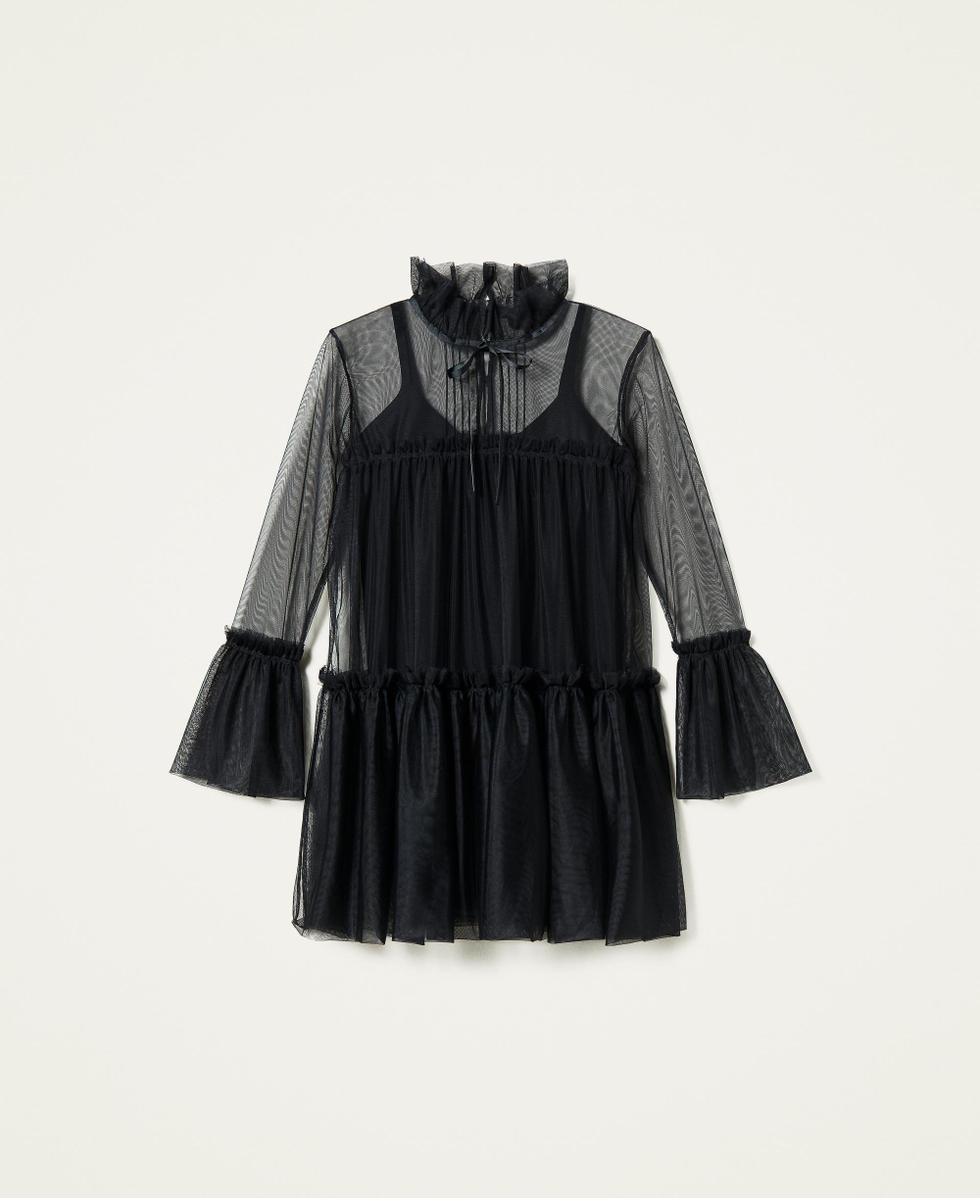 Tulle dress and knit slip Woman, Black | TWINSET Milano