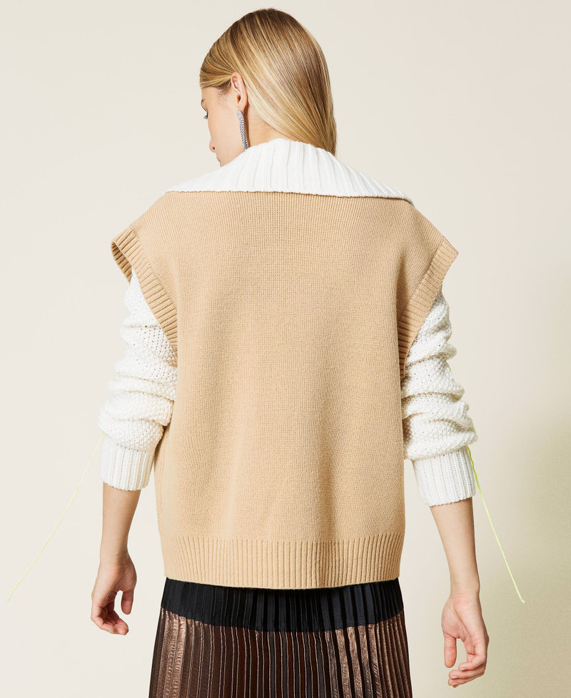 &lsquo;Heliodor&rsquo; jacquard wool blend gilet "Ginger Root&rdquo; Beige Woman 212AT3270-04