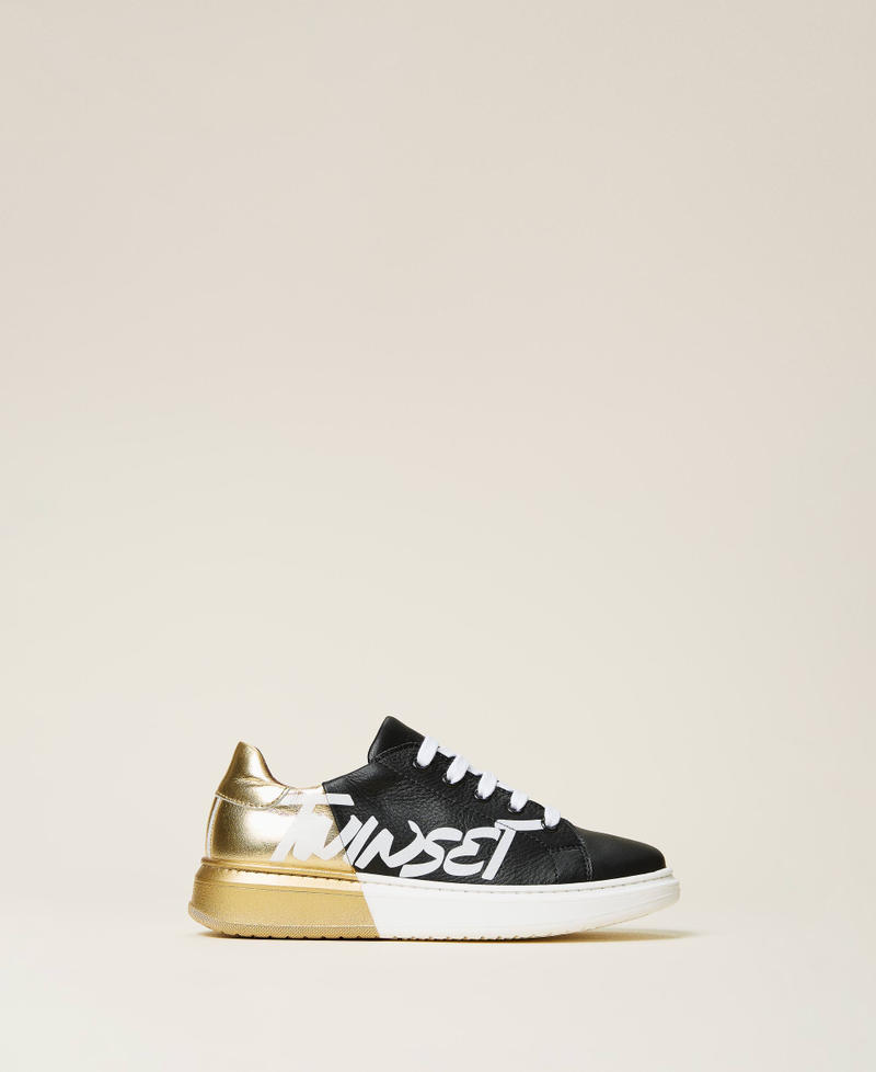 Two-tone trainers with logo Two-tone Black / Gold Girl 212GCJ050-03