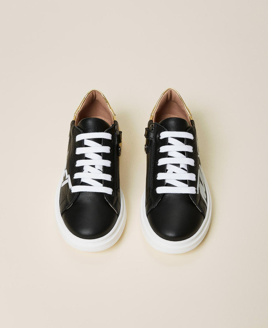 Sneakers de dos colores con logotipo Bicolor Negro / Oro Niña 212GCJ050-05