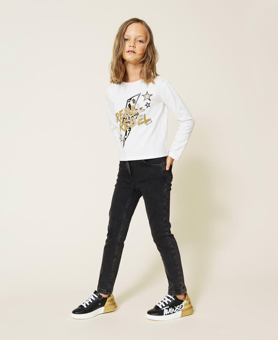 Two-tone trainers with logo Two-tone Black / Gold Girl 212GCJ050-0S