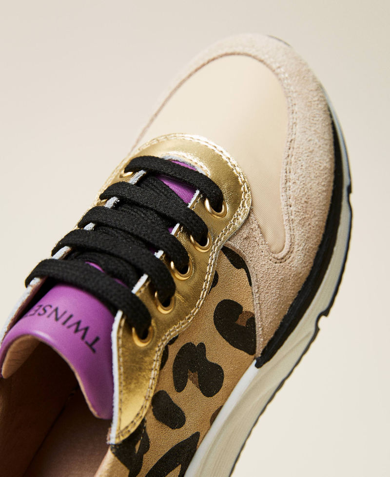 Animal print running shoes Multicolour Gold / Marzipan Leopard Spot Print /Wood Violet Girl 212GCJ090-02