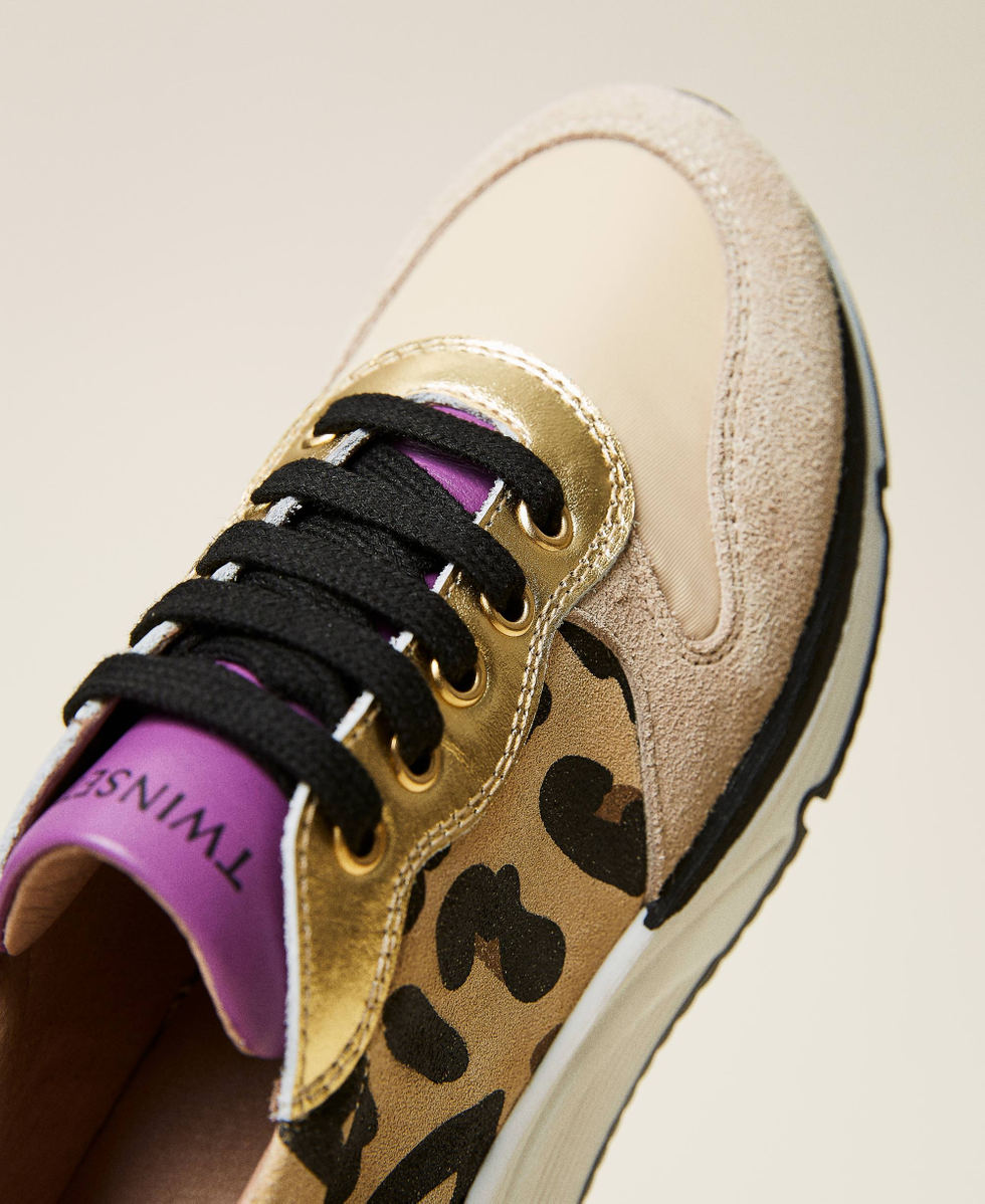 Animal print running shoes Girl, Gold | TWINSET Milano Animal print running shoes Girl, Gold | TWINSET Milano