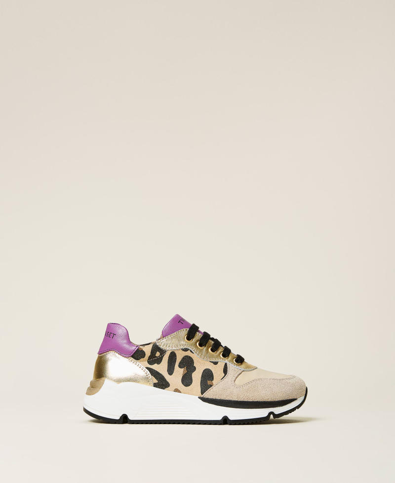 Animal print running shoes Multicolour Gold / Marzipan Leopard Spot Print /Wood Violet Girl 212GCJ090-03