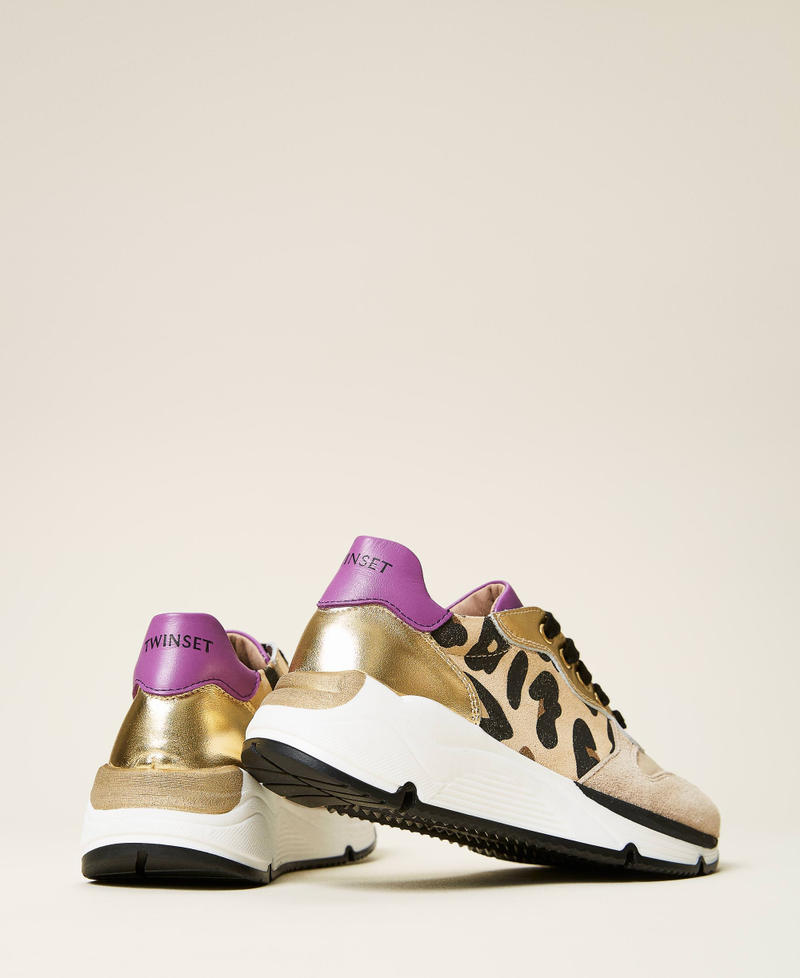Zapatillas de running con estampado animal print Multicolor Oro / Estampado Maculado Mazapán / Wood Violet Niña 212GCJ090-04