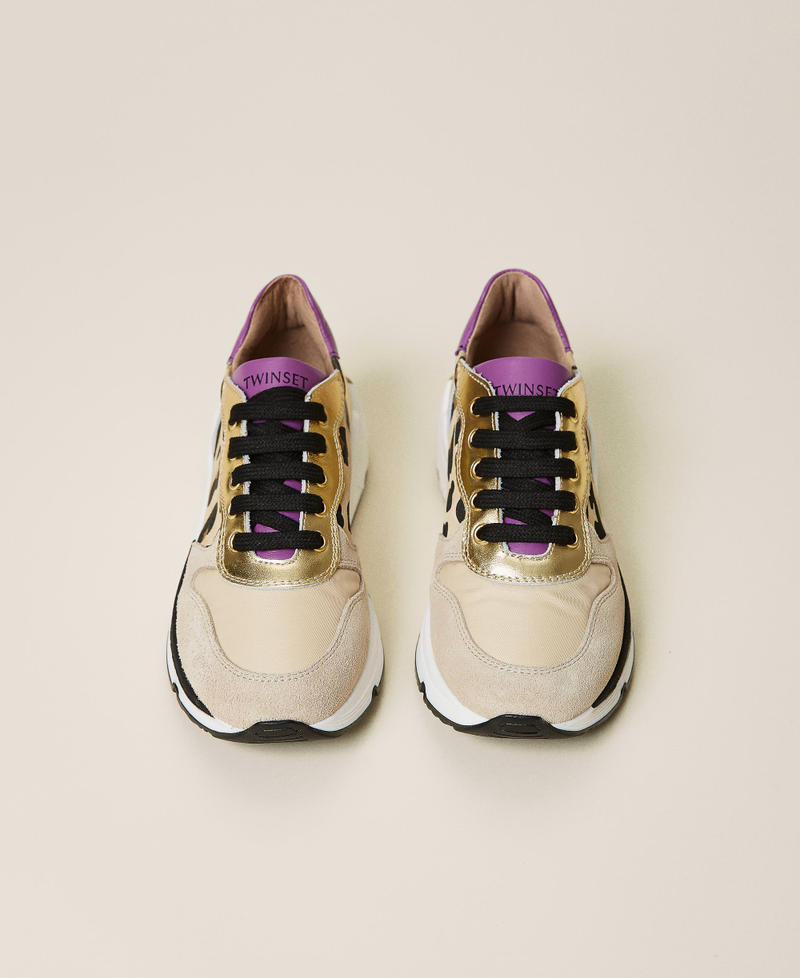 Zapatillas de running con estampado animal print Multicolor Oro / Estampado Maculado Mazapán / Wood Violet Niña 212GCJ090-05