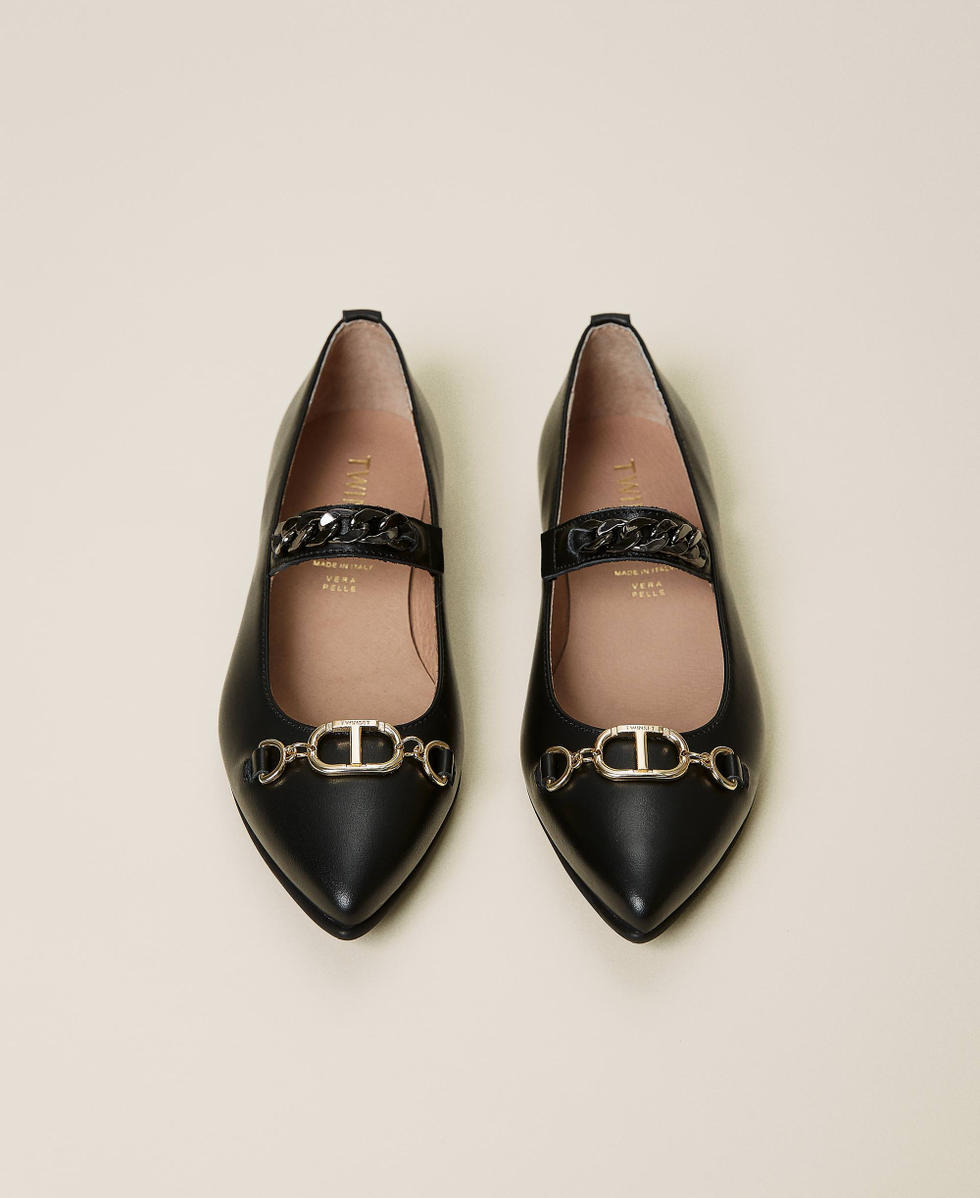 Leather ballerina deals
